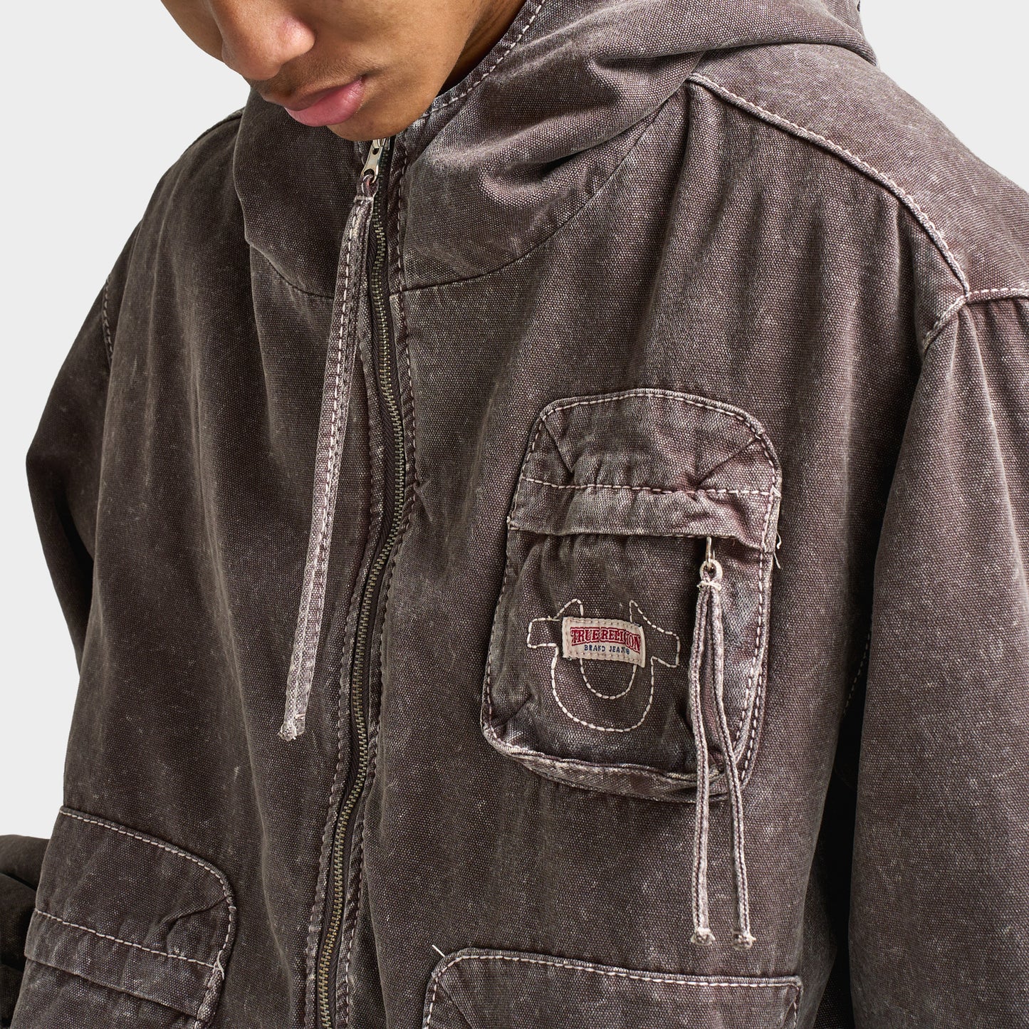 True Religion Big T Cinched Work Jacket / Brown Acid Wash