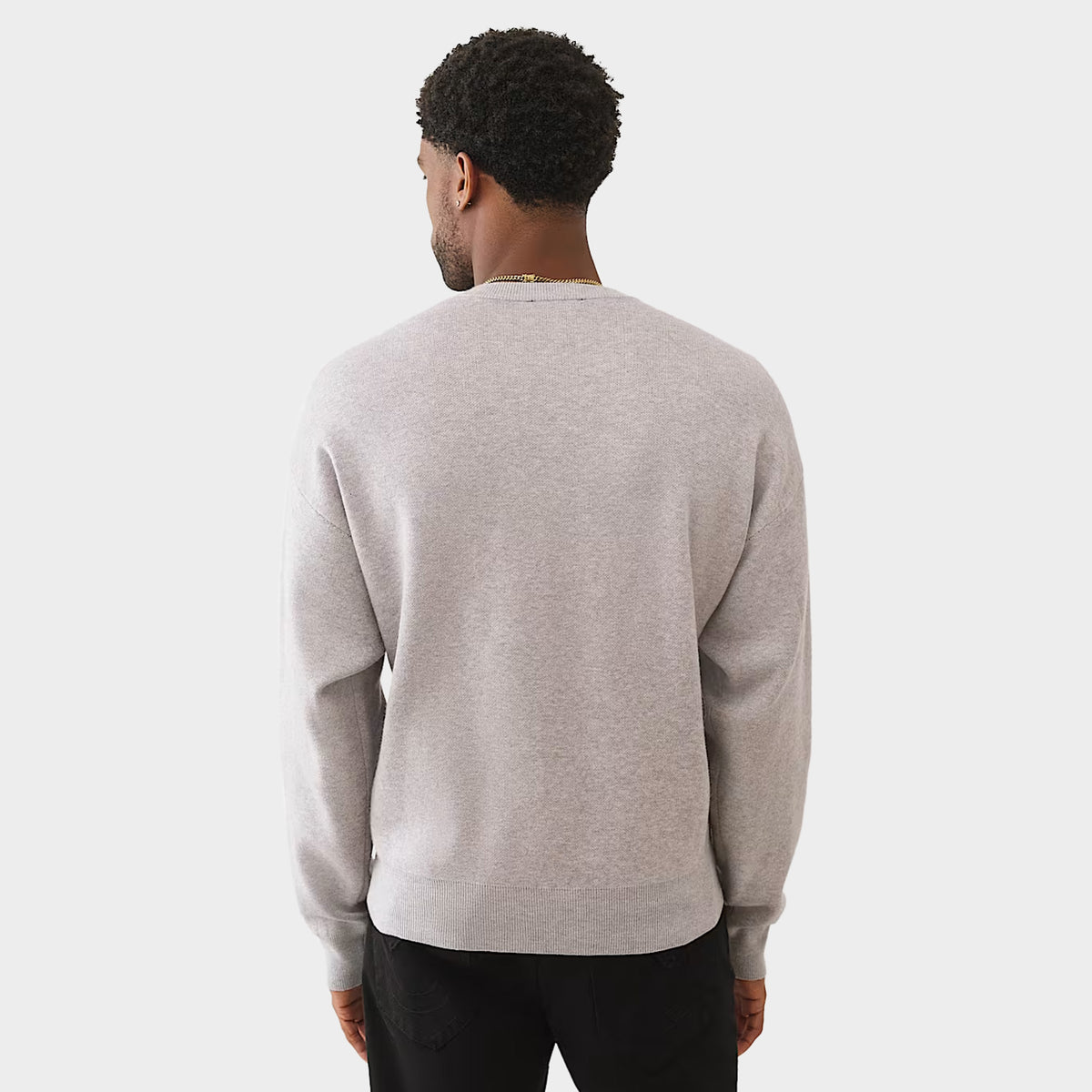True Religion Long Sleeve Jacquard Sweater / Grey