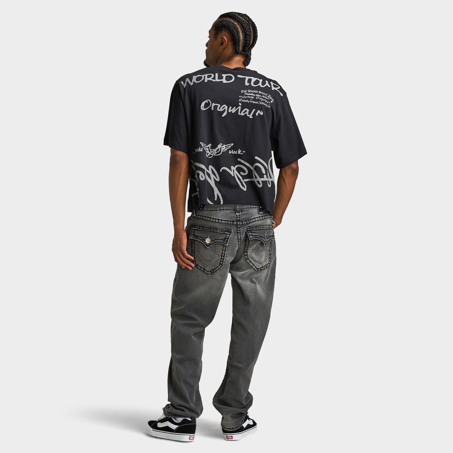 True Religion Script SS Boxy Tee / Jet Black