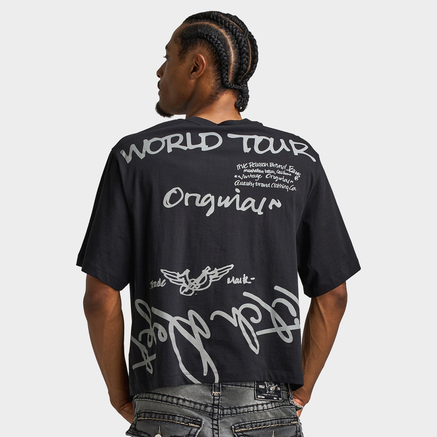 True Religion Script SS Boxy Tee / Jet Black