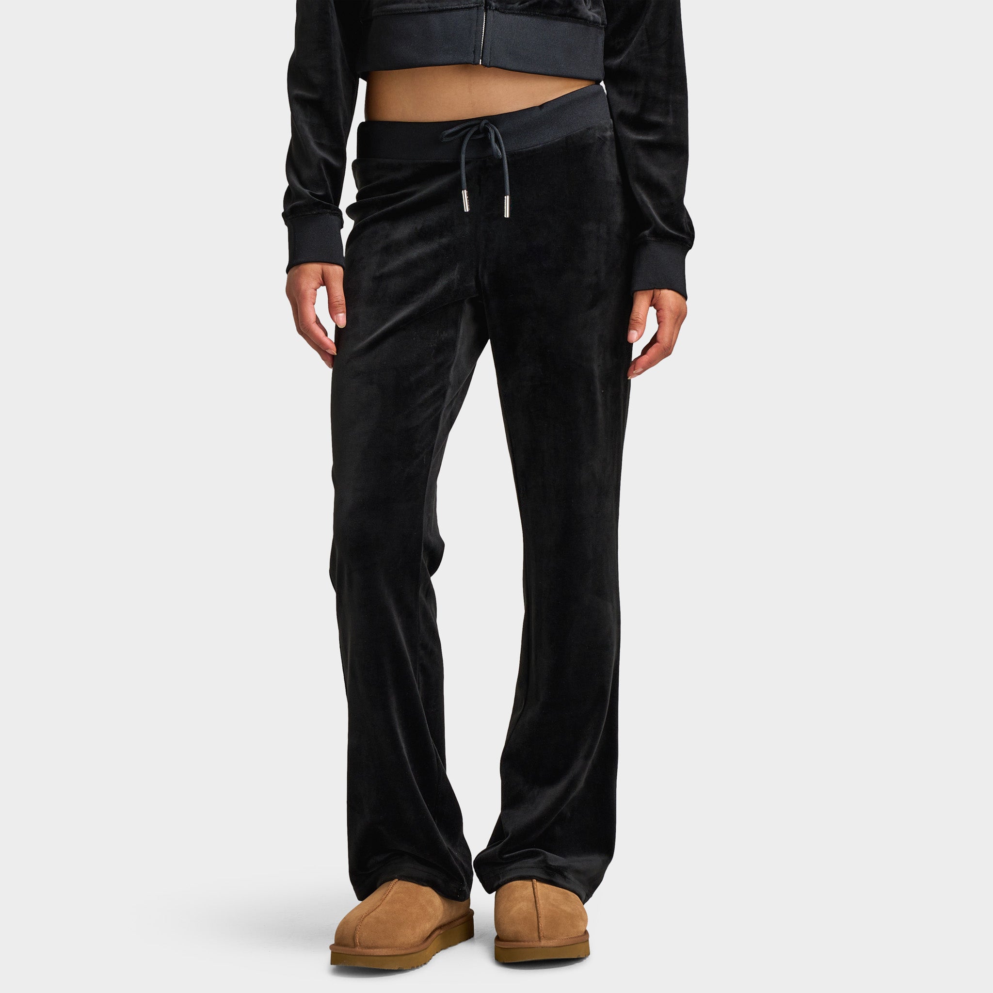 Juicy Couture Women's OG Big Bling Velour Track Pants Liquorice