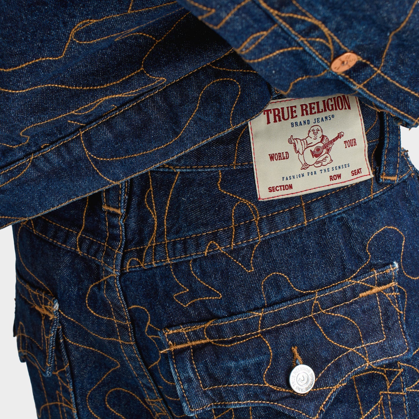 True Religion Mikey APO Embroidered Jeans / Blue