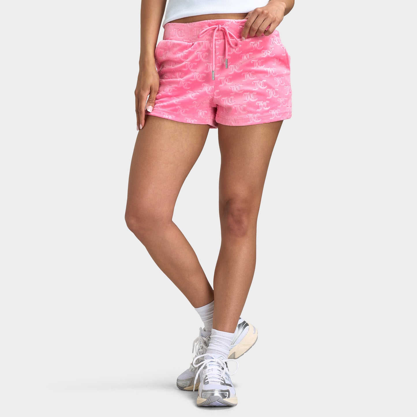 Juicy Couture - Short en velours gaufré pour femmes / Rose vif