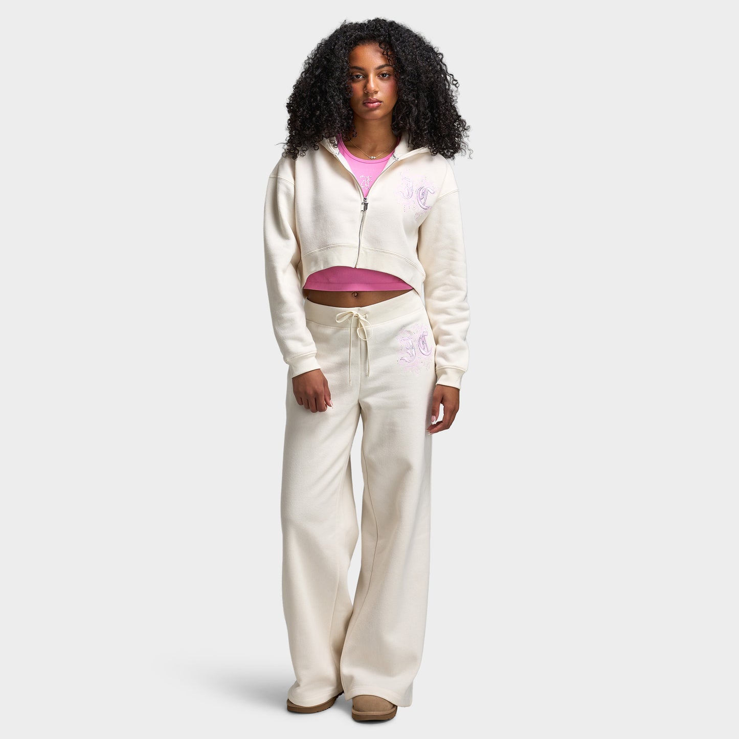 Juicy Couture Pantalon de survêtement large Inscription Hotfix Cloud / Cherry Blossom