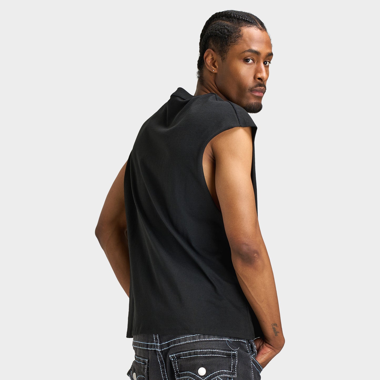 True Religion T-shirt Cut Off SRS Logo / Noir de Jais