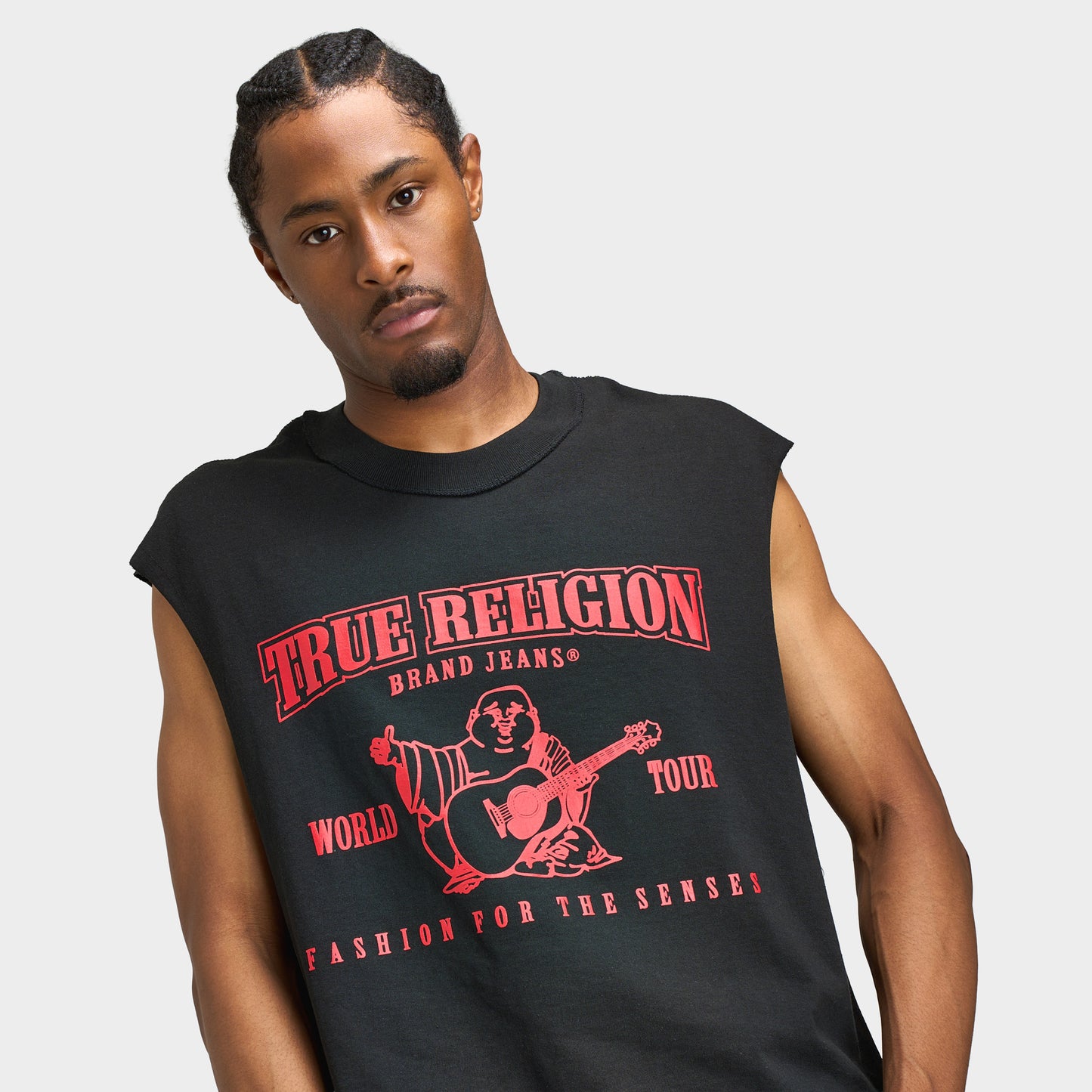 True Religion T-shirt Cut Off SRS Logo / Noir de Jais