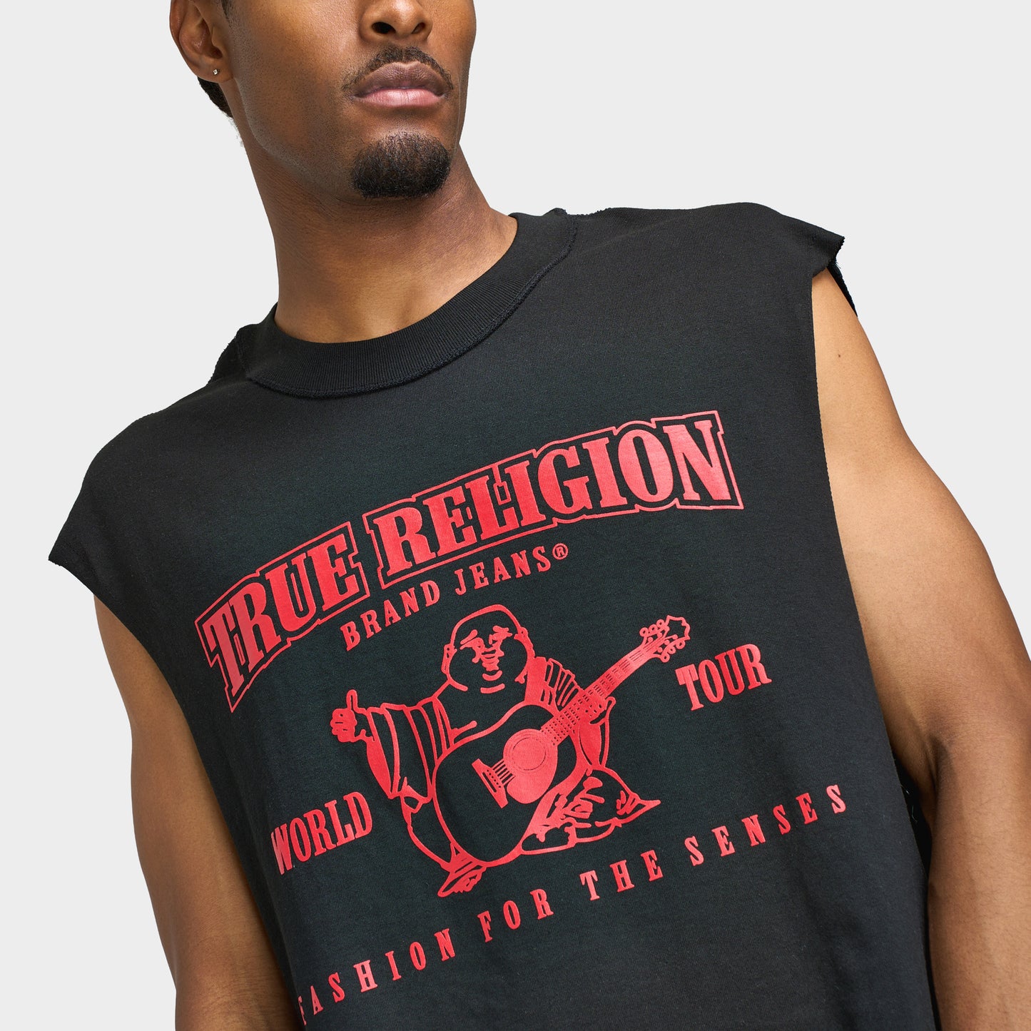 True Religion T-shirt Cut Off SRS Logo / Noir de Jais