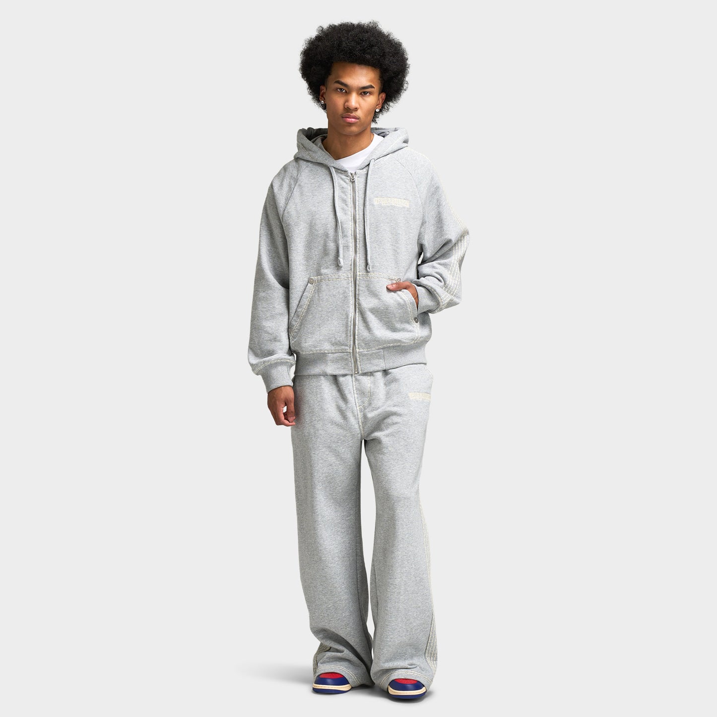 True Religion Super T Cinched Zip Up / Heather Grey
