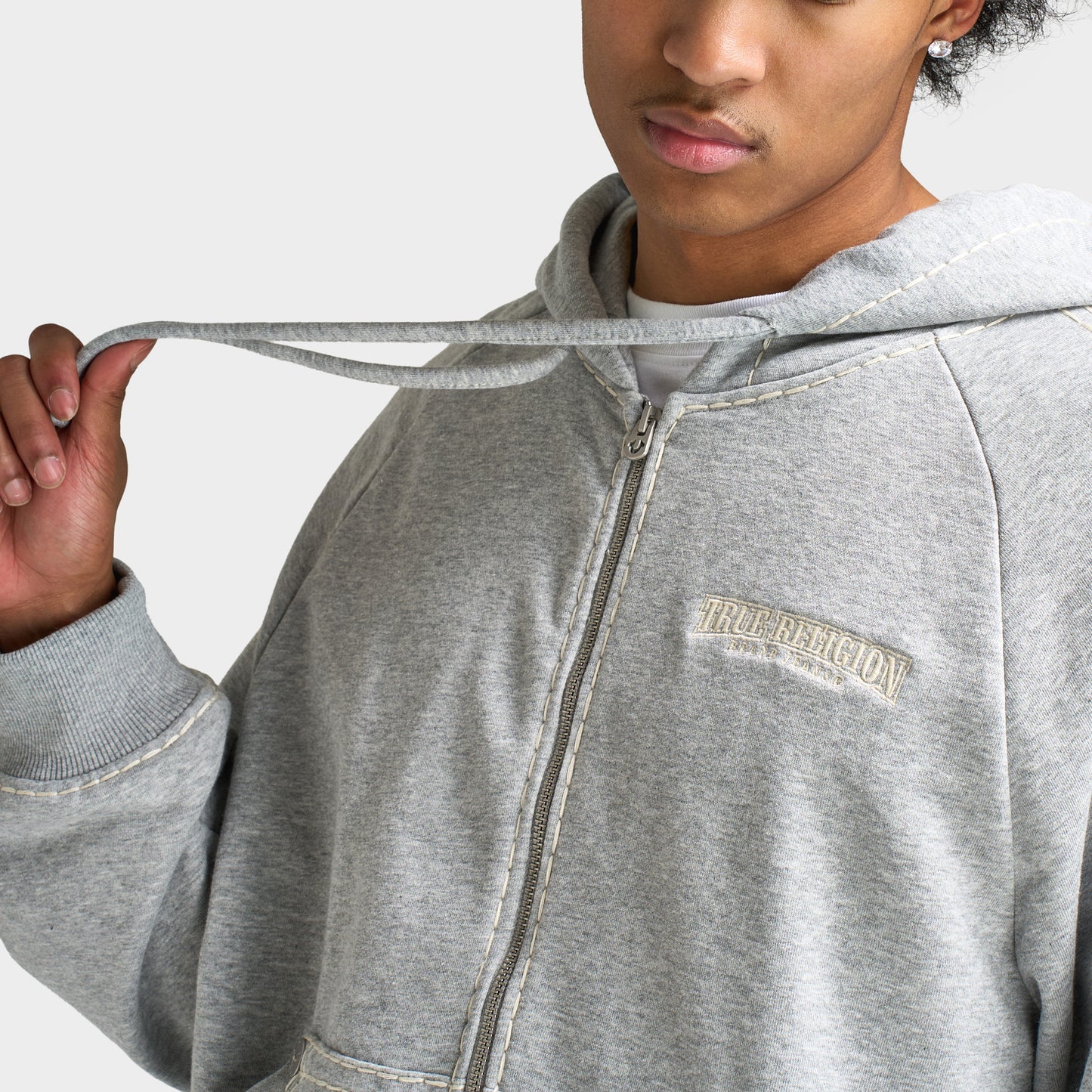 True Religion Super T Cinched Zip Up / Heather Grey