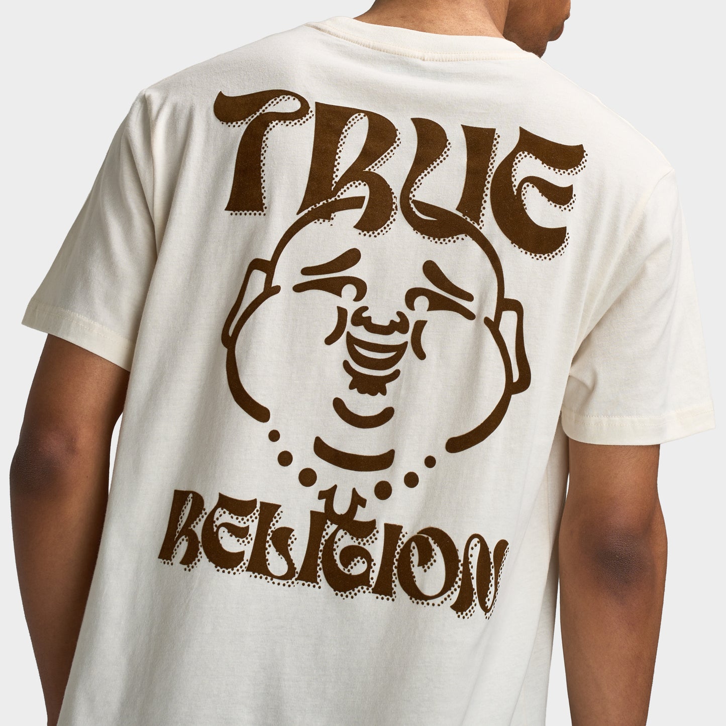 True Religion Wavy Logo Buddha Face Tee Winter White