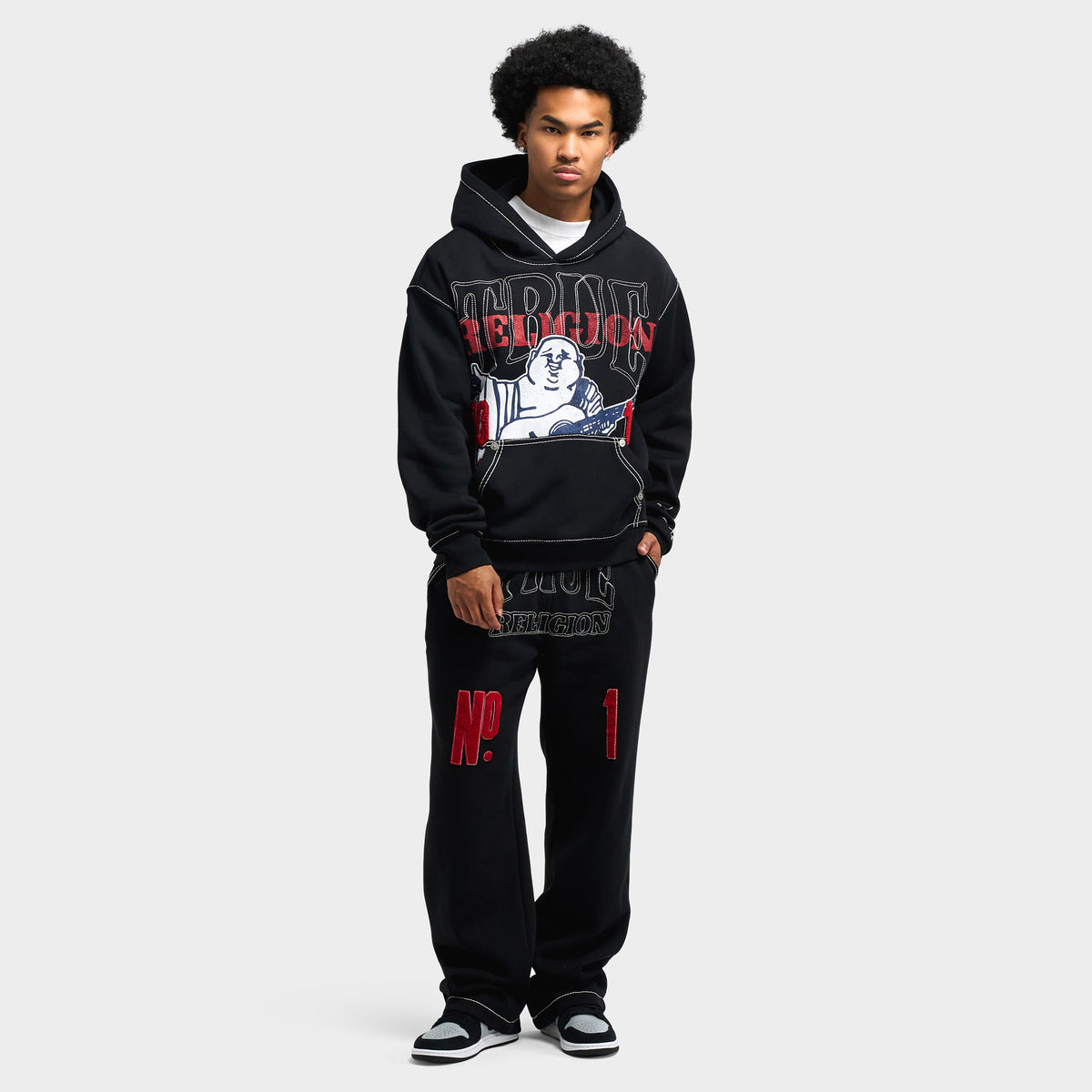 True Religion No1 Big T Hoodie / Jet Black
