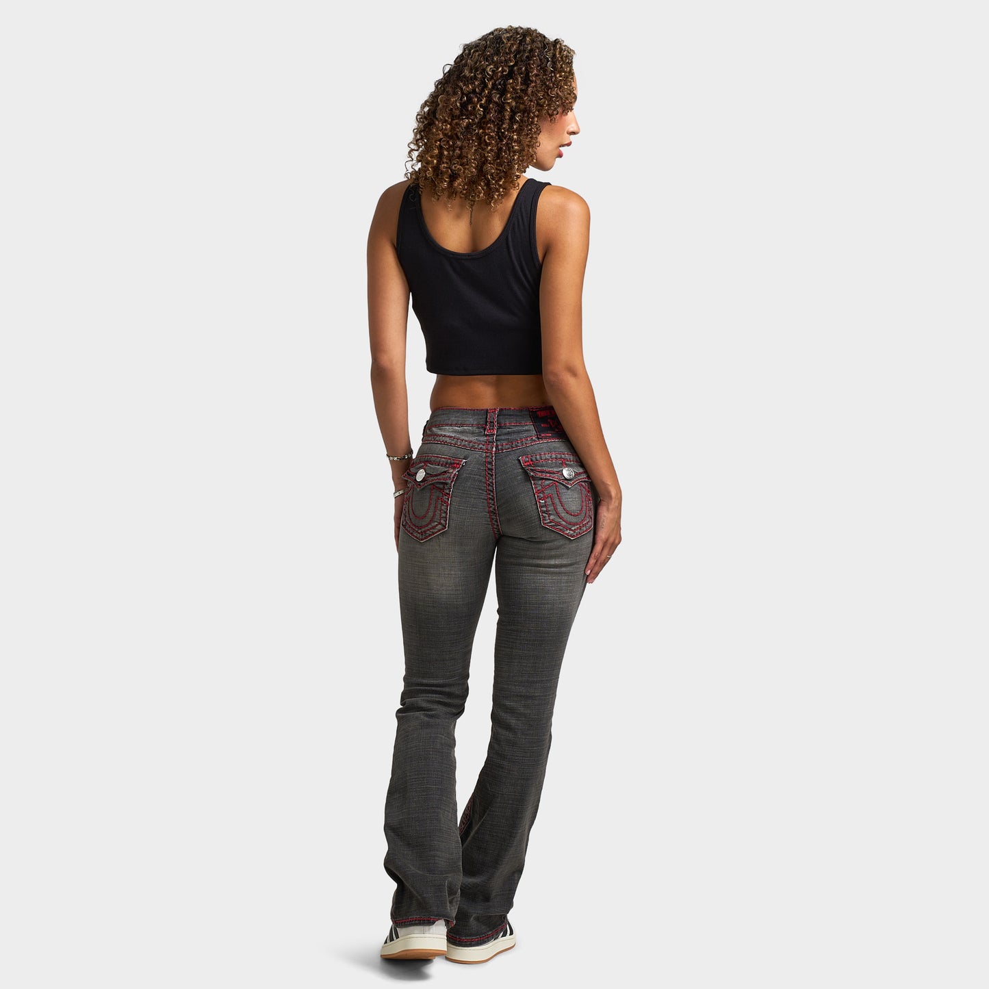 True Religion Women's Crystal Tiger Cut Hem Tank / Jet Black