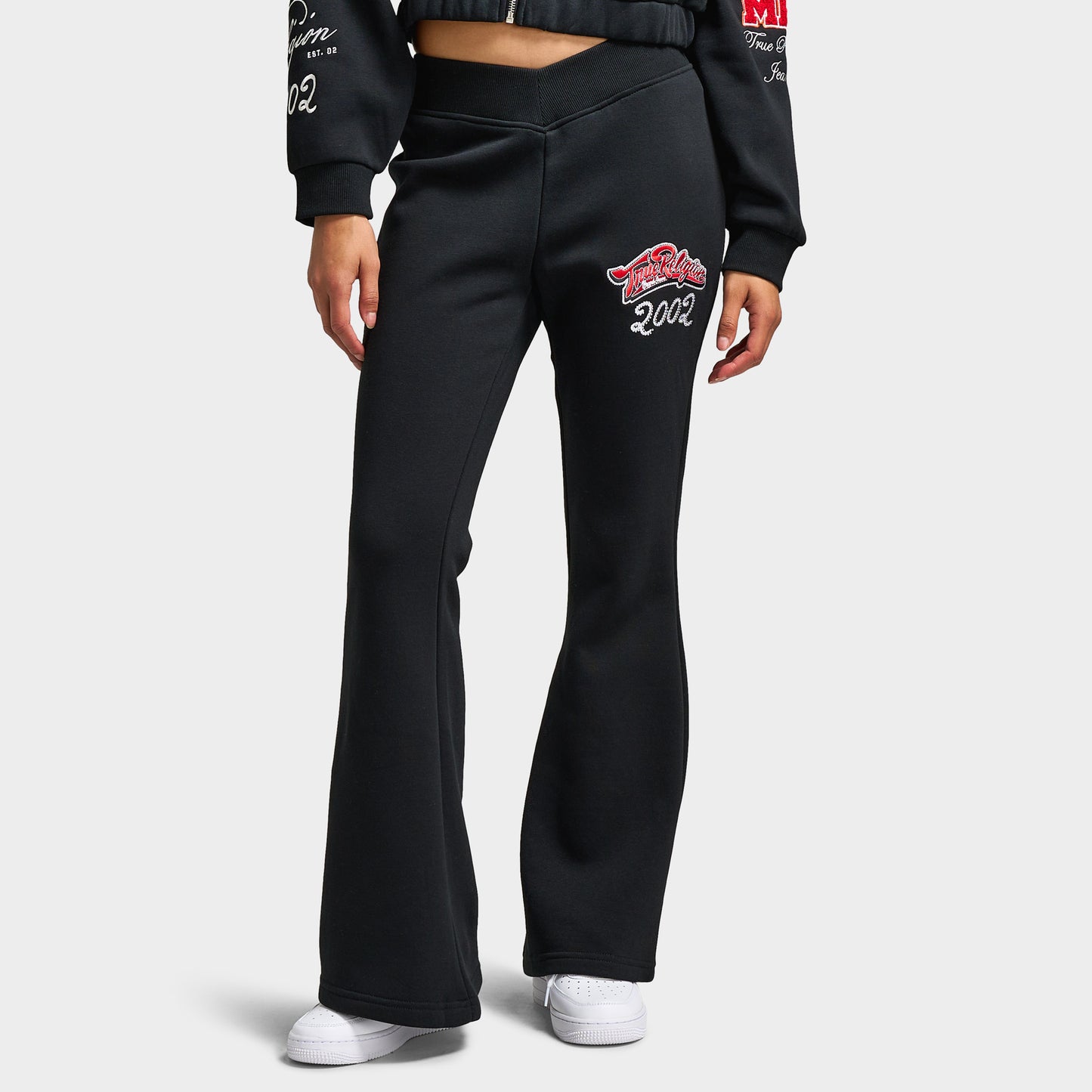 True Religion Women's Crystal V WB Flare Pants / Jet Black