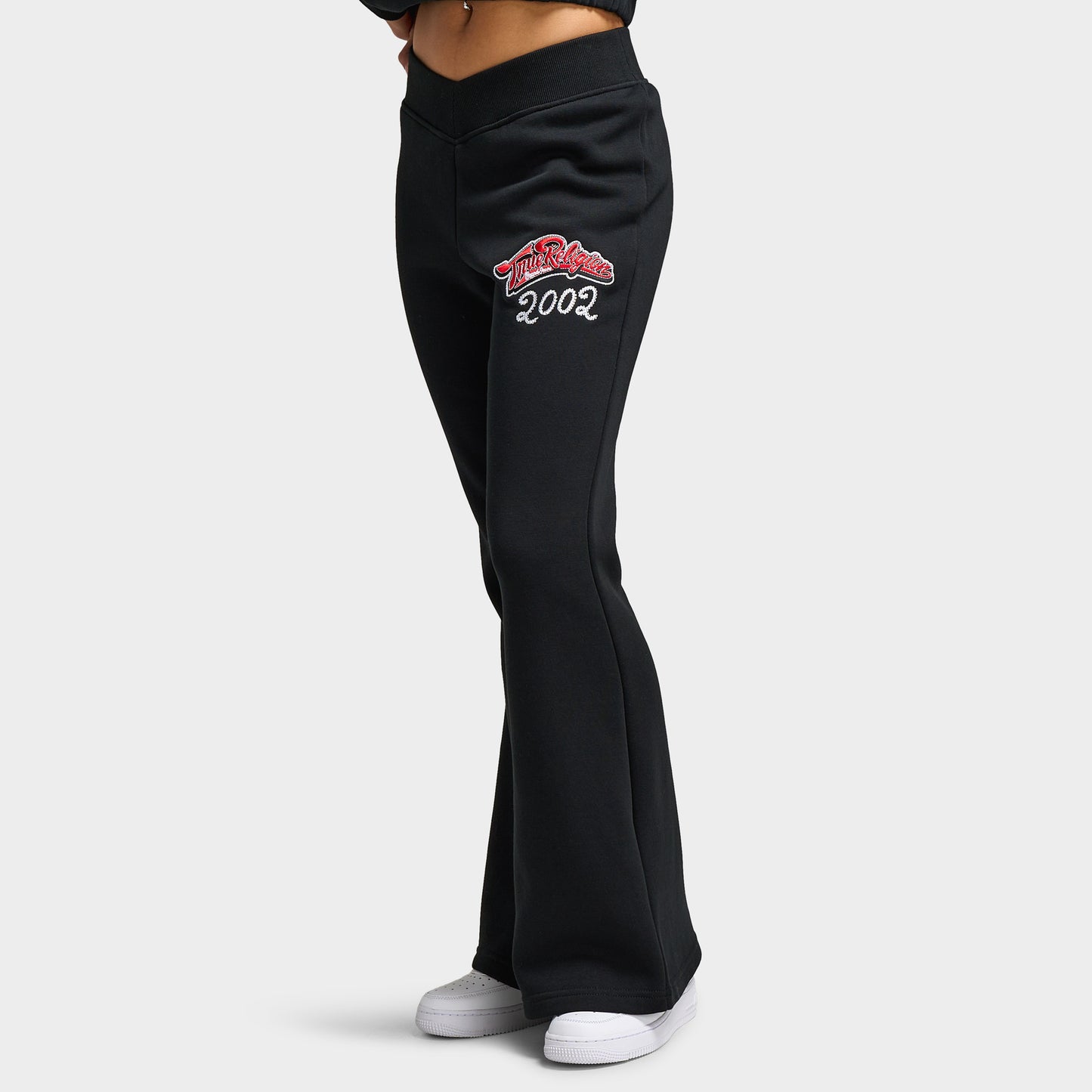 True Religion Women's Crystal V WB Flare Pants / Jet Black