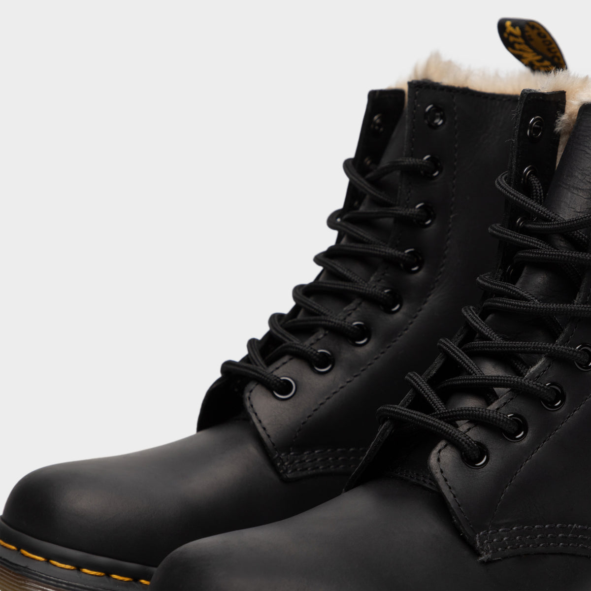Dr. Martens Women s 1460 Faux Fur Lined Boot Black Burnished Wyoming JD Sports
