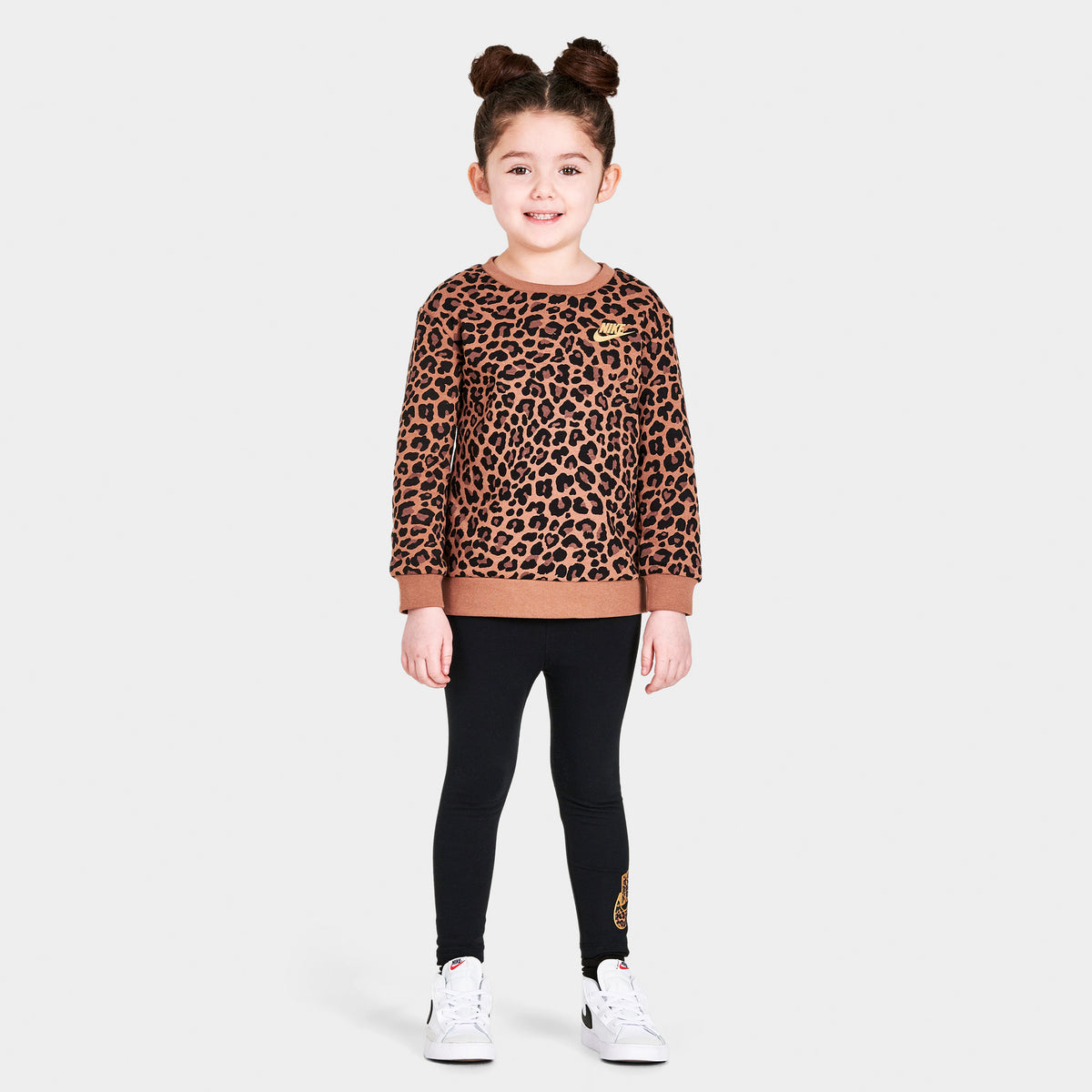 Nike Infant Girls Leopard Sweatshirt and Leggings Set Black