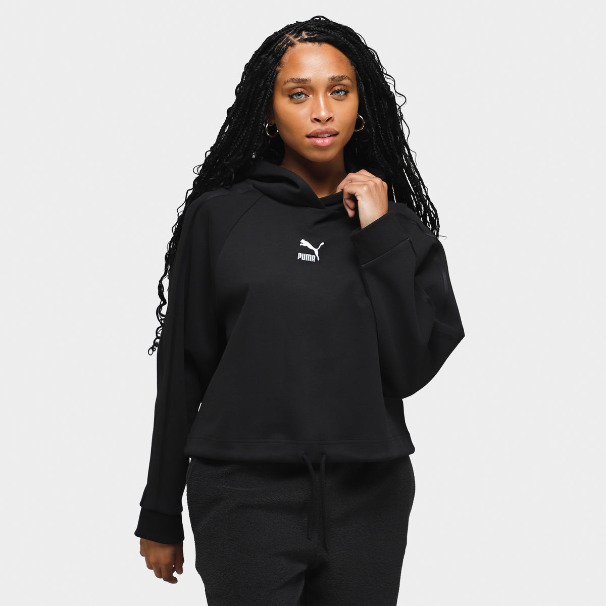 Puma black hoodie hotsell womens