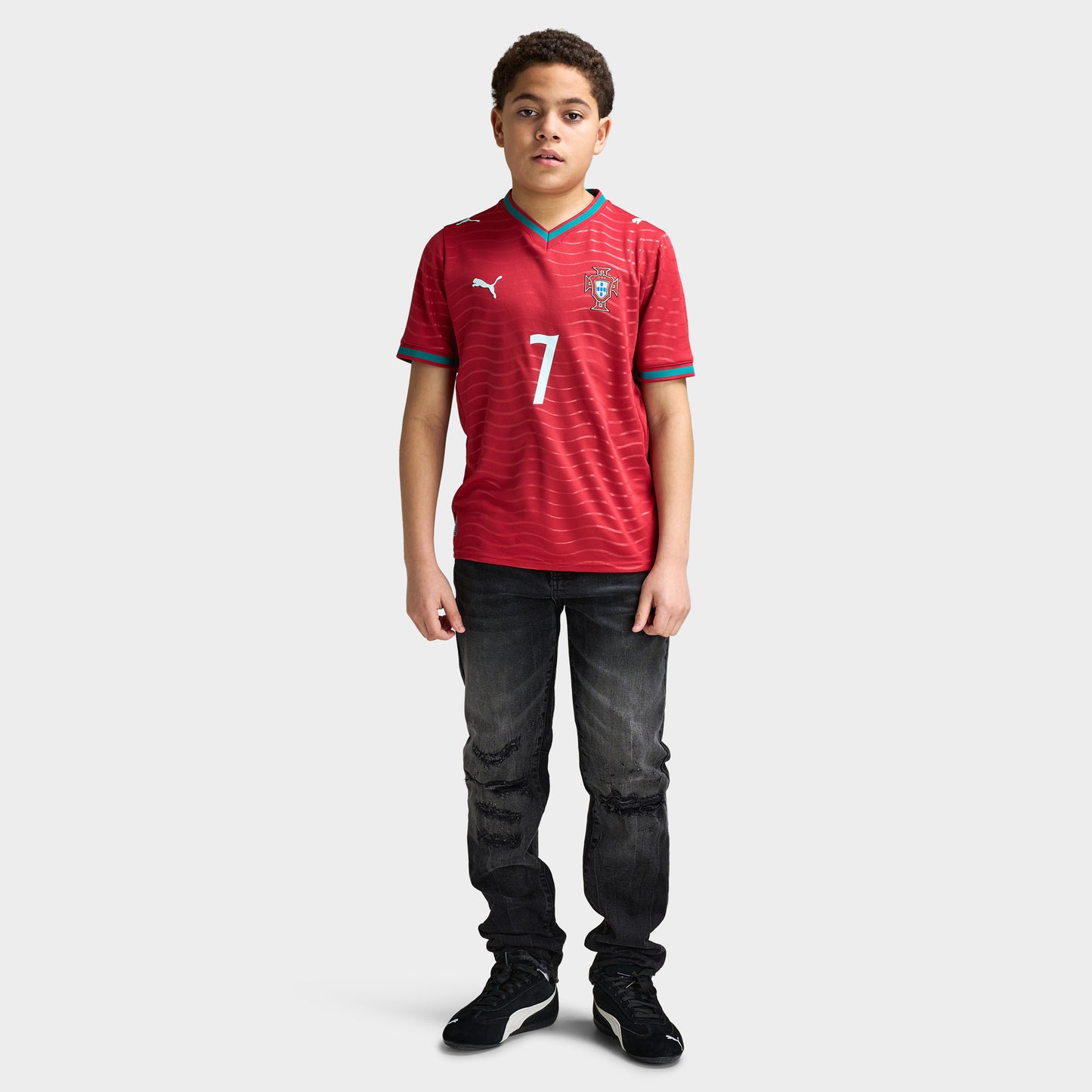 PUMA Junior FPF Maillot domicile Réplique Club Rouge / Vert Lagon