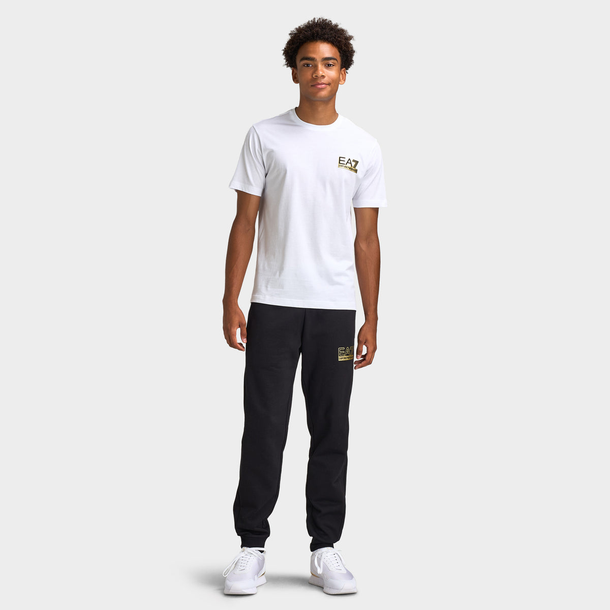 EA7 T-shirt Blanc / Or