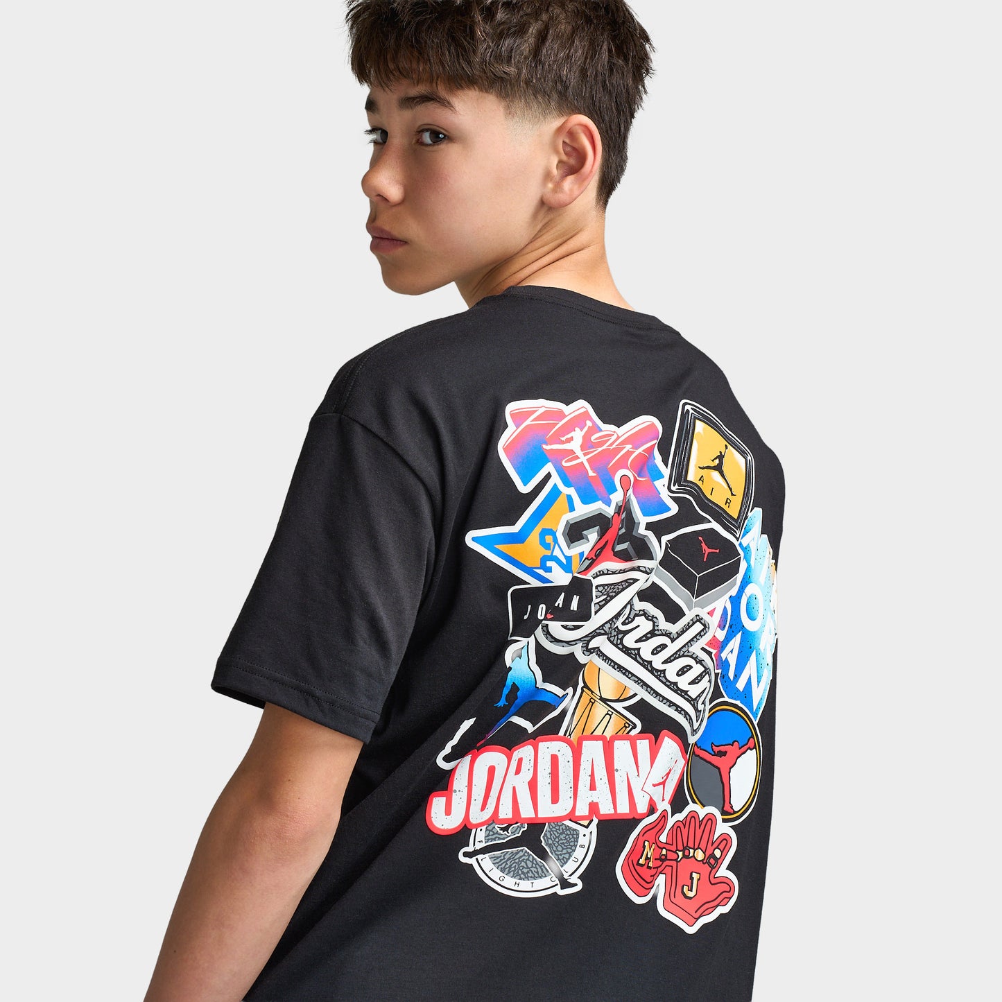 Jordan Juniors T-shirt avec pack d'autocollants / Noir
