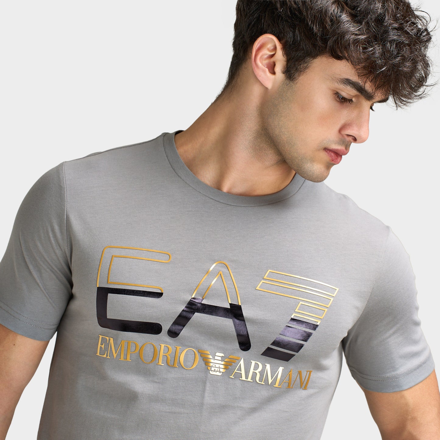 EA7 Logo Or T-shirt / Gris