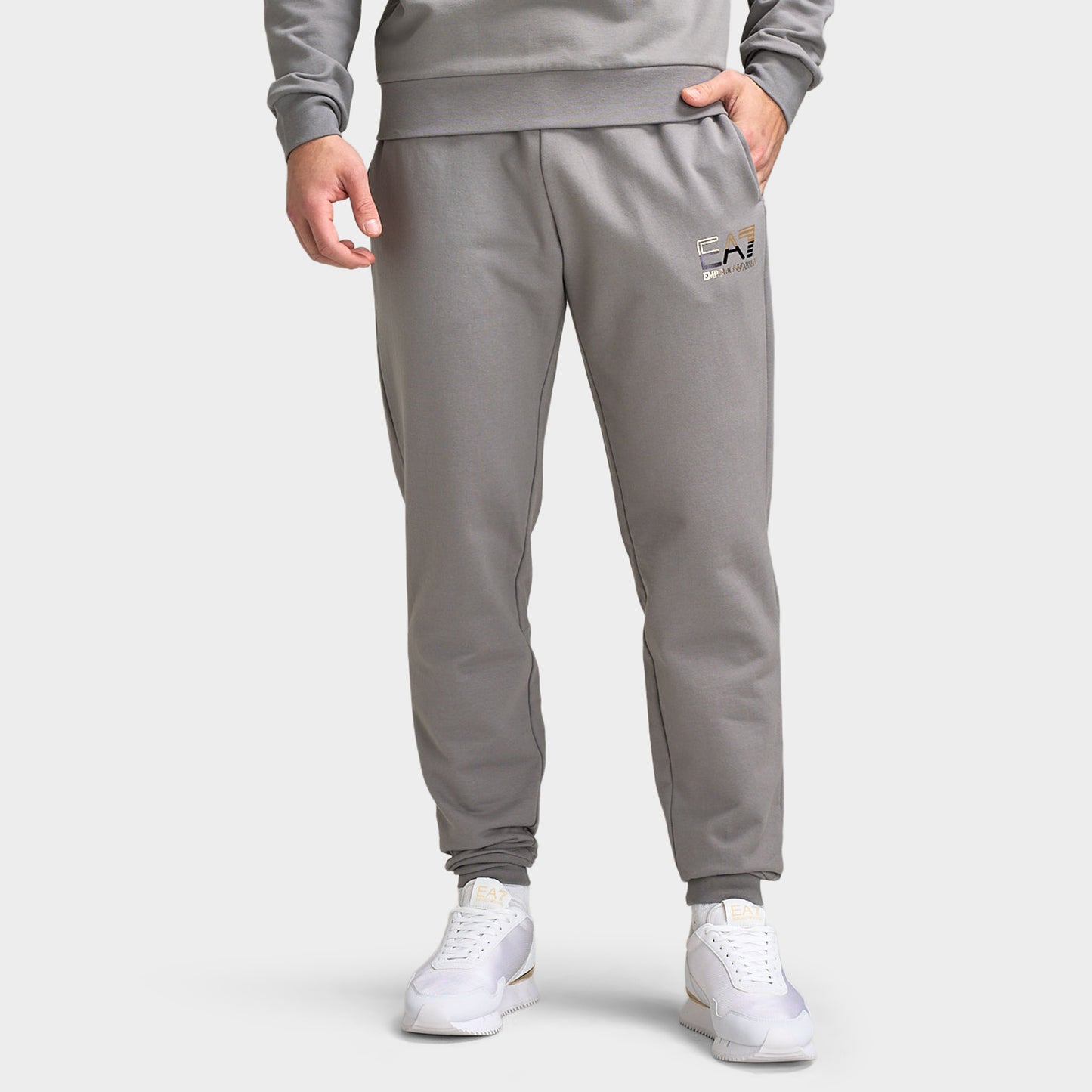 EA7 Gold Chest Logo Crew Jogging Set / Grey