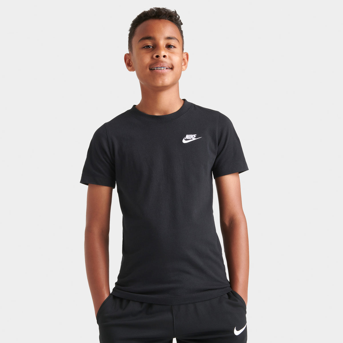 Nike Sportswear Juniors Embroidered Futura T Shirt Black JD Sports