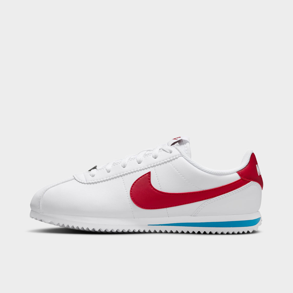 Nike cortez leather trainers in white with red swoosh hotsell