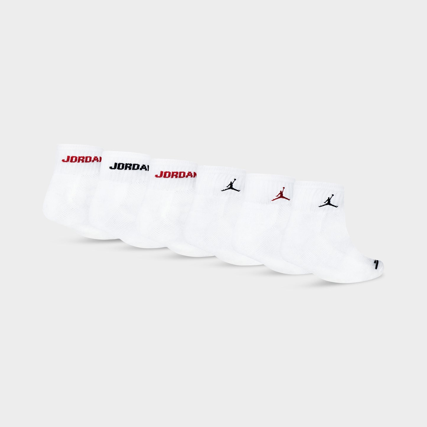 Jordan Legend Juniors' (6 Pack) Ankle Sock White / Black - Gym Red
