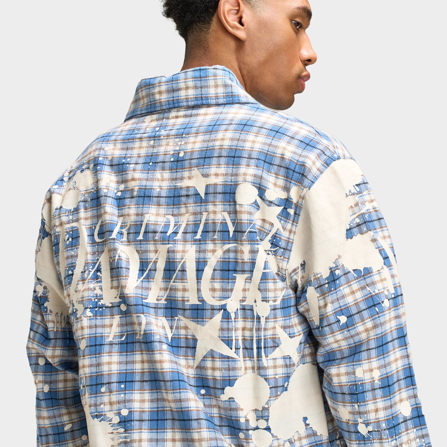 Criminal Damage Mens' Bleached Plaid Shirt / Blue