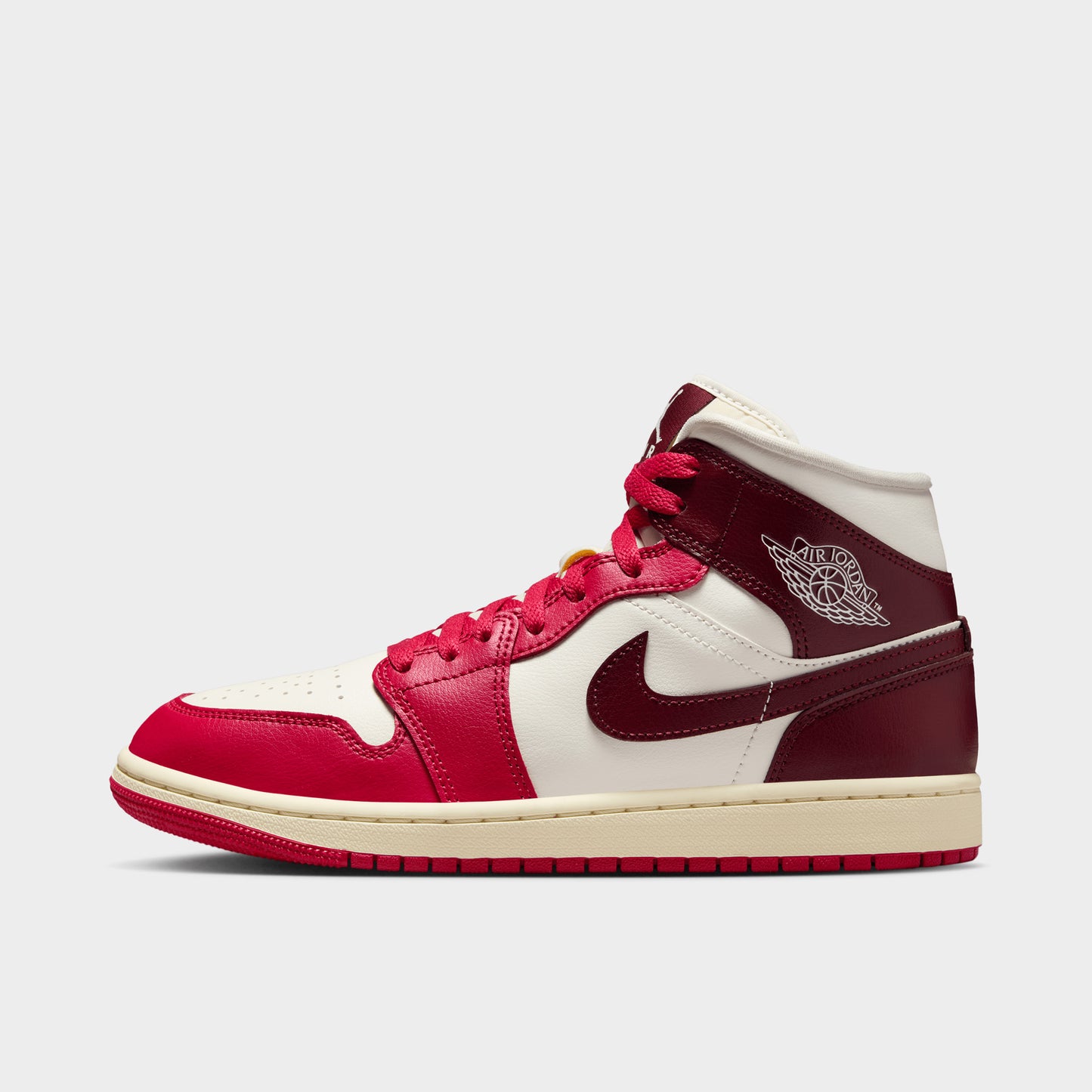Jordan 1 Mid pour femme, voile/rouge foncé - Mystic Hibiscus