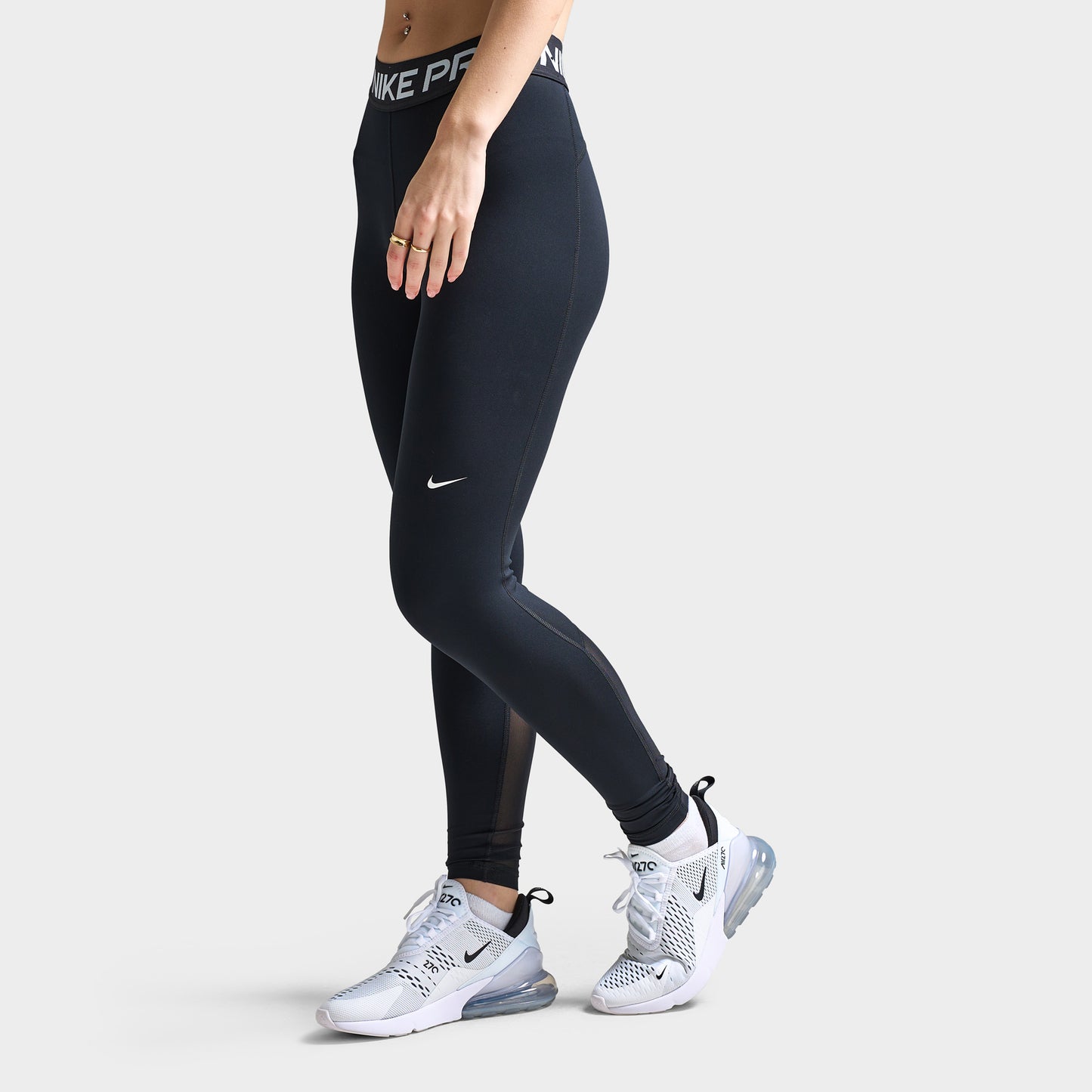 Nike Pro Femmes Leggings mi-hauts en maille Noir / Blanc