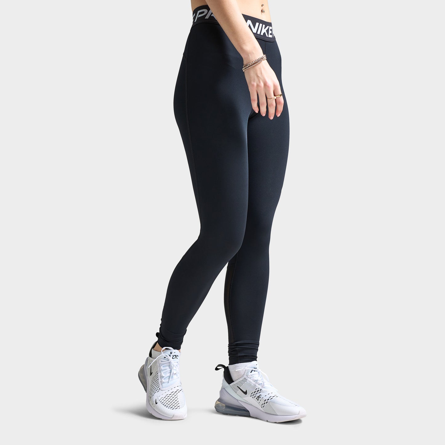 Nike Pro Femmes Leggings mi-hauts en maille Noir / Blanc
