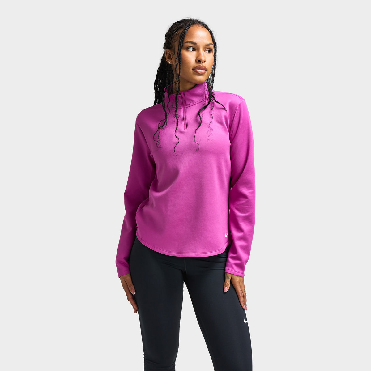 Nike Therma FIT One Women s Long Sleeve Half Zip Top Hot Fuchsia Whi JD Sports