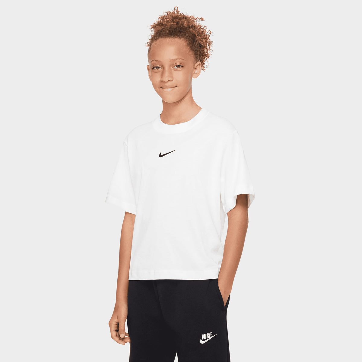 Nike Junior GIrls Essential Boxy T shirt White JD Sports