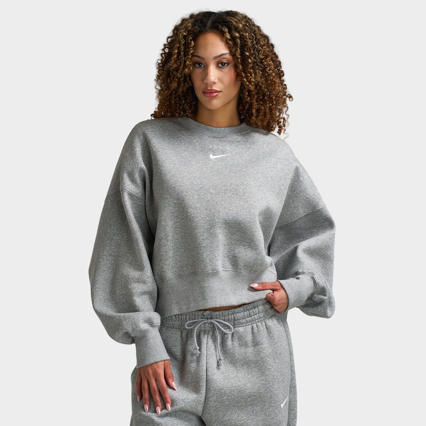 Nike Sportswear Women's Phoenix Fleece Oversized Crewneck Dark Grey Heather / Sail