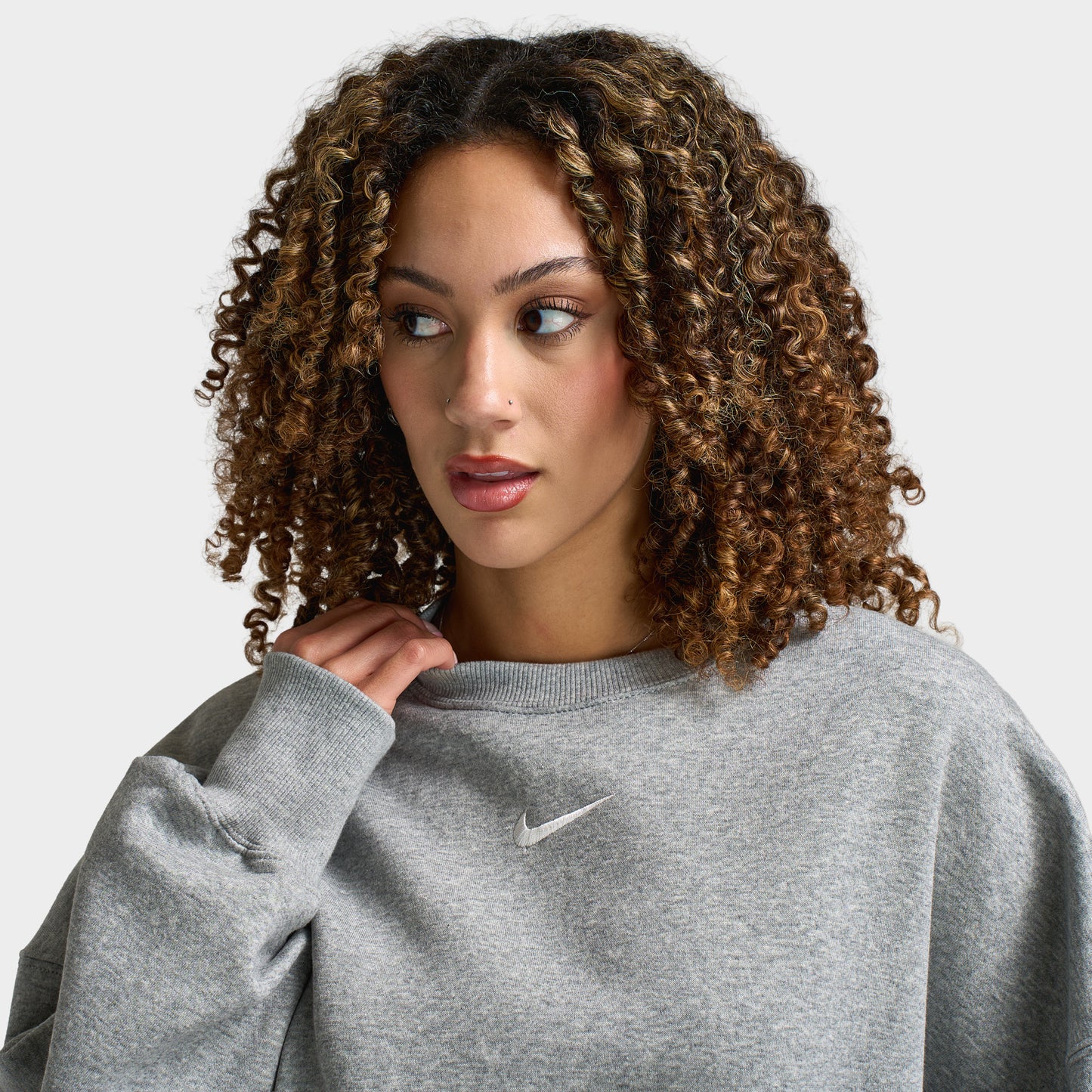 Nike Sportswear Women's Phoenix Fleece Oversized Crewneck Dark Grey Heather / Sail