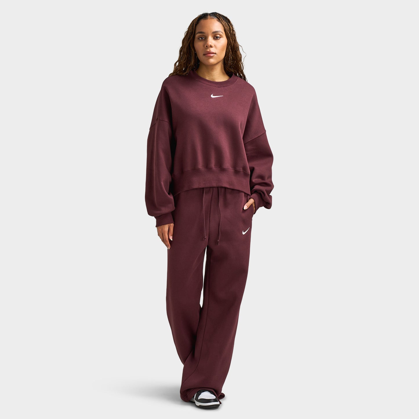 Nike Sportswear Women's Phoenix Fleece Over-Oversized Crewneck Burgundy Crush / Sail