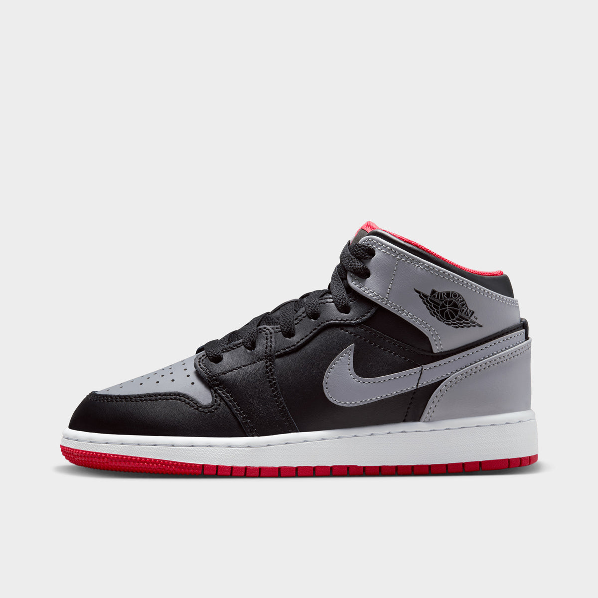 Jordan 1 Mid GS Black Fire Red Cement Grey JD Sports