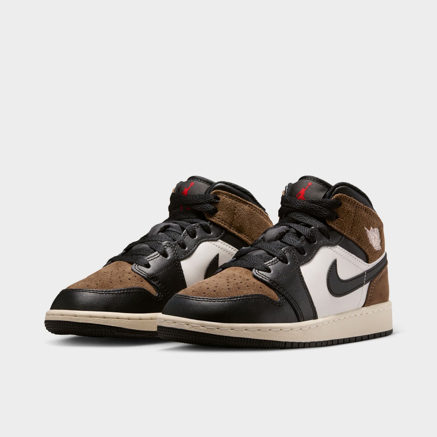 Jordan 1 Mid GS Black / Phantom Palomino - University Red