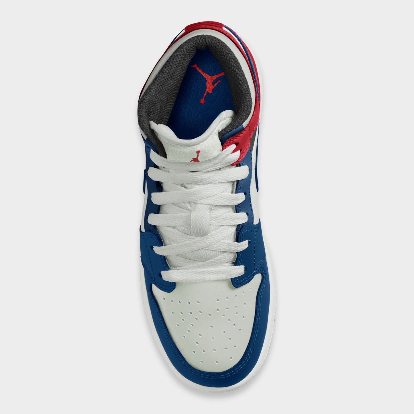 Jordan 1 Mid GS True Blue / Summit White - Varsity Red