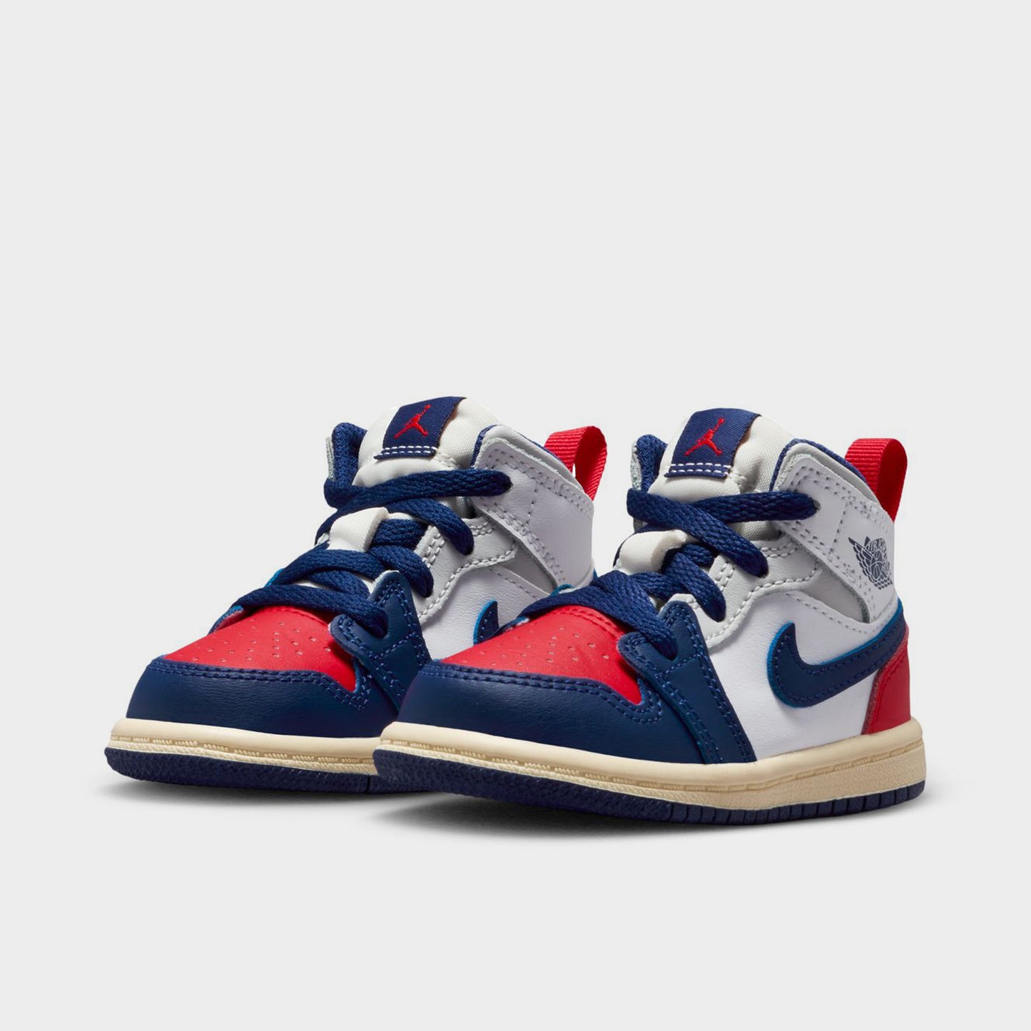 Jordan 1 Mid TD Blanc / Bleu royal foncé - Rouge universitaire