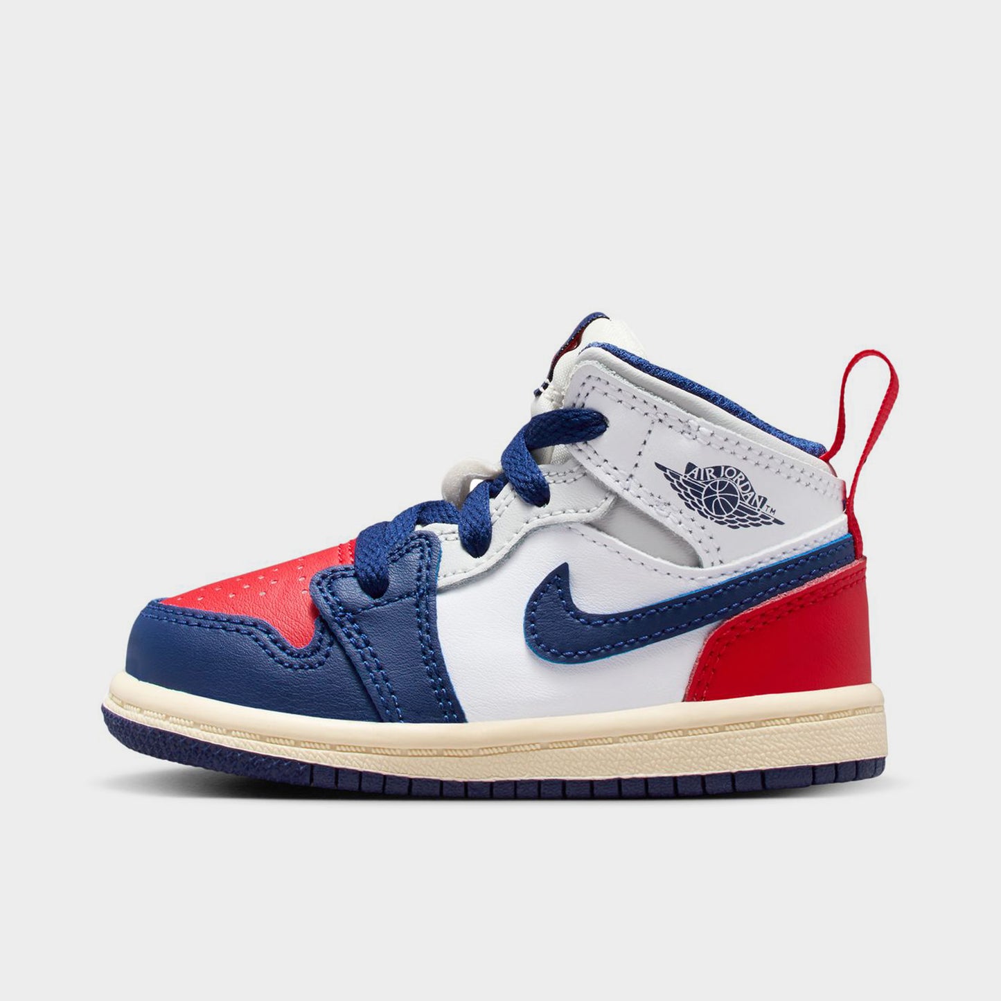 Jordan 1 Mid TD Blanc / Bleu royal foncé - Rouge universitaire