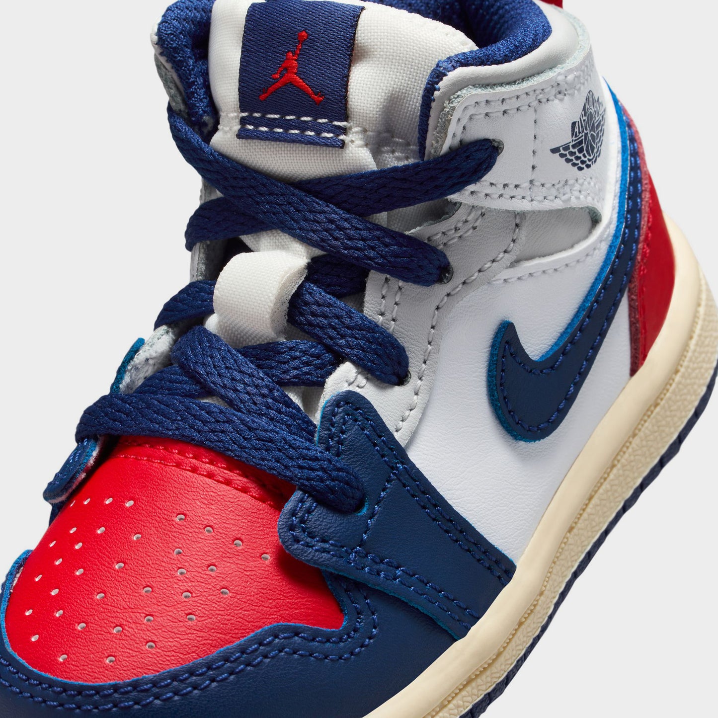 Jordan 1 Mid TD Blanc / Bleu royal foncé - Rouge universitaire