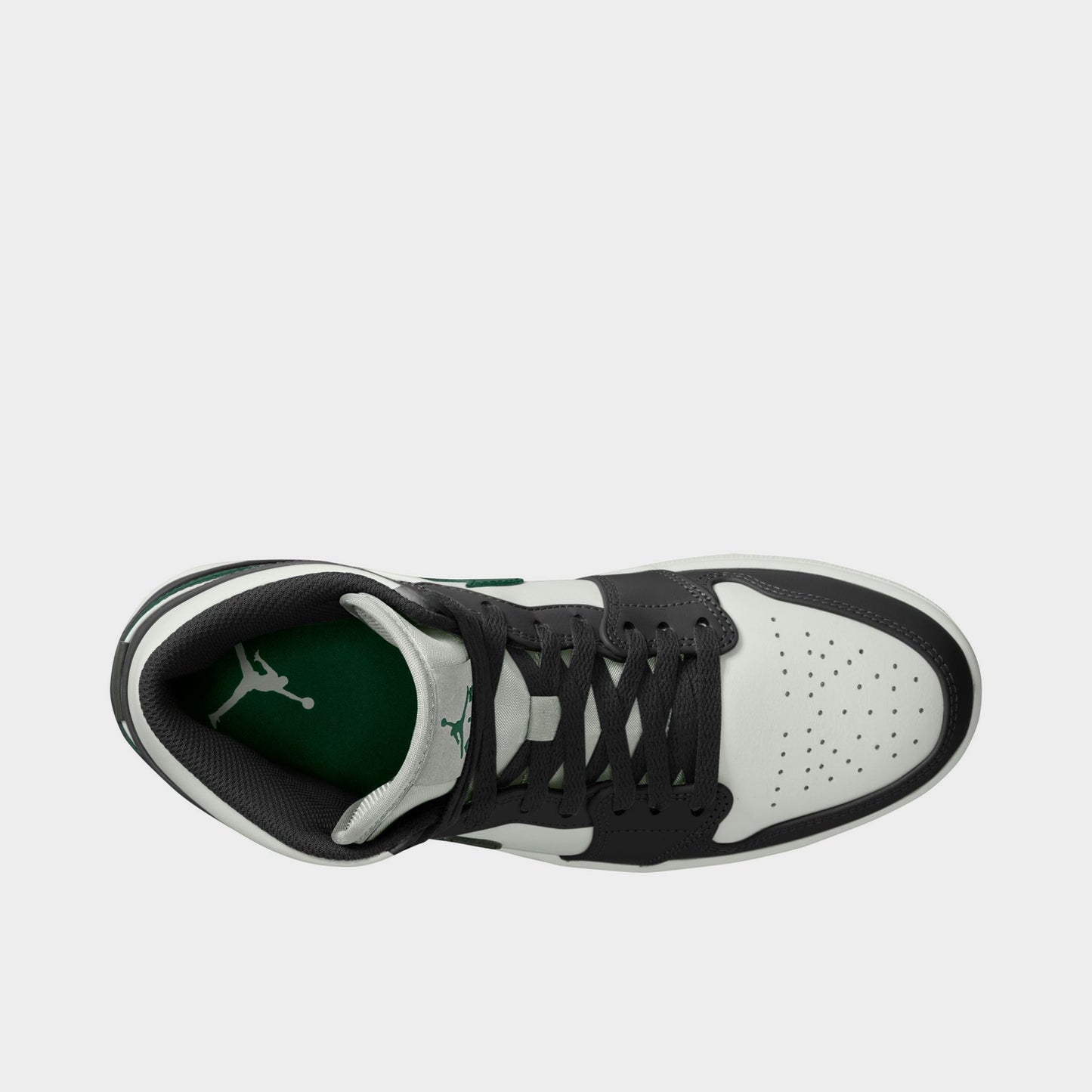 Jordan 1 Mid Noir / Blanc Sommet - Vert Gorge