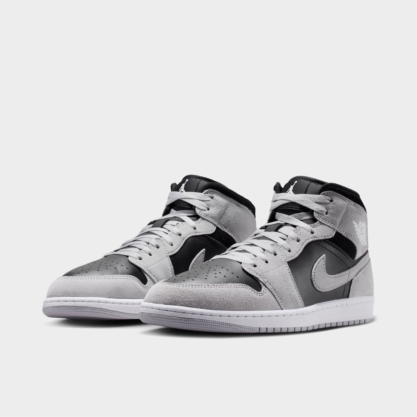 Jordan 1 Mid Gris Fumé Clair / Blanc - Noir