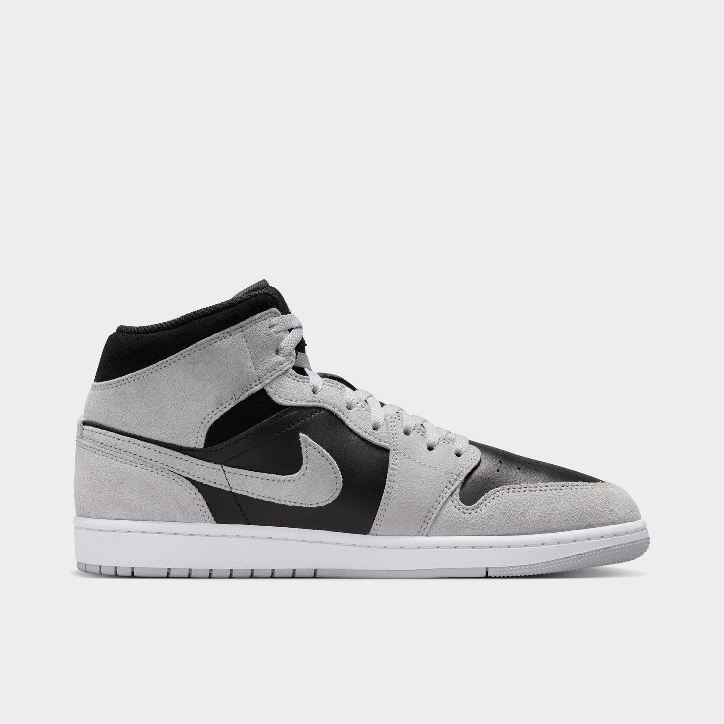 Jordan 1 Mid Gris Fumé Clair / Blanc - Noir
