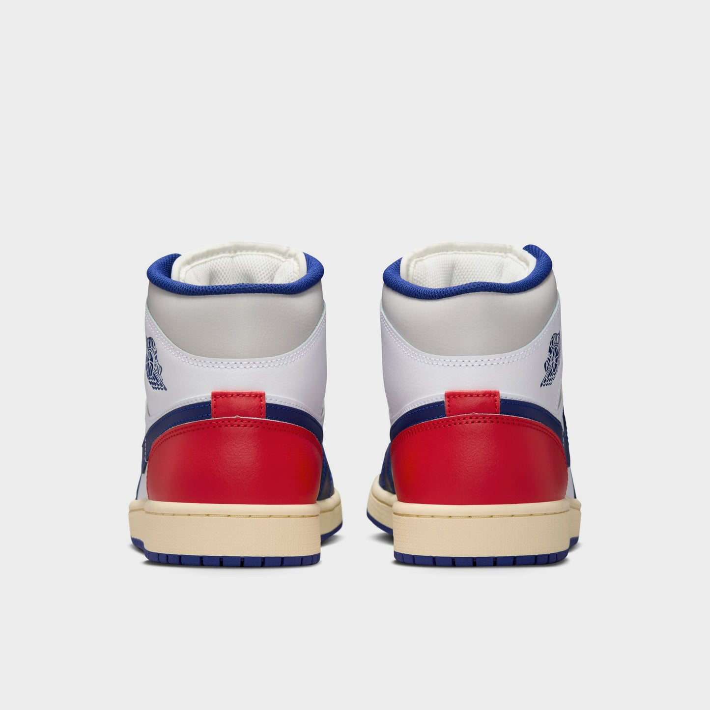 Jordan 1 Mid White / Deep Royal Blue - University Red