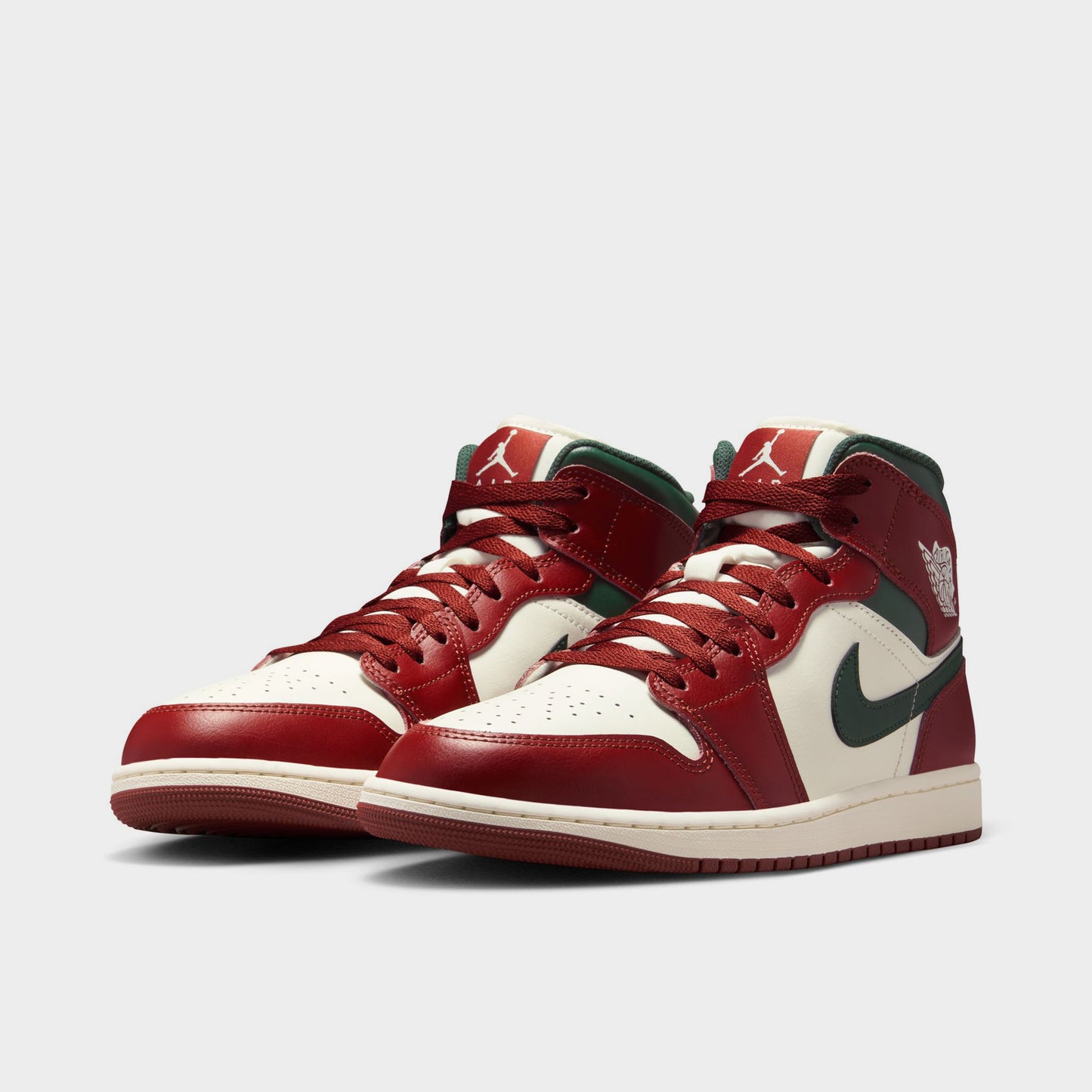 Jordan 1 Mid Rouge / Blanc - Vert