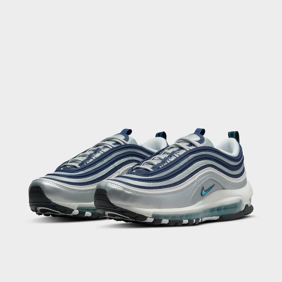 Blue and silver nikes sales